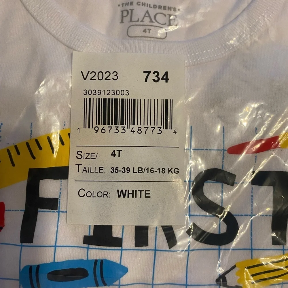 NEW - The Children’s Place Toddler Boys First Day Of Pre-K Graphic Tee - White.